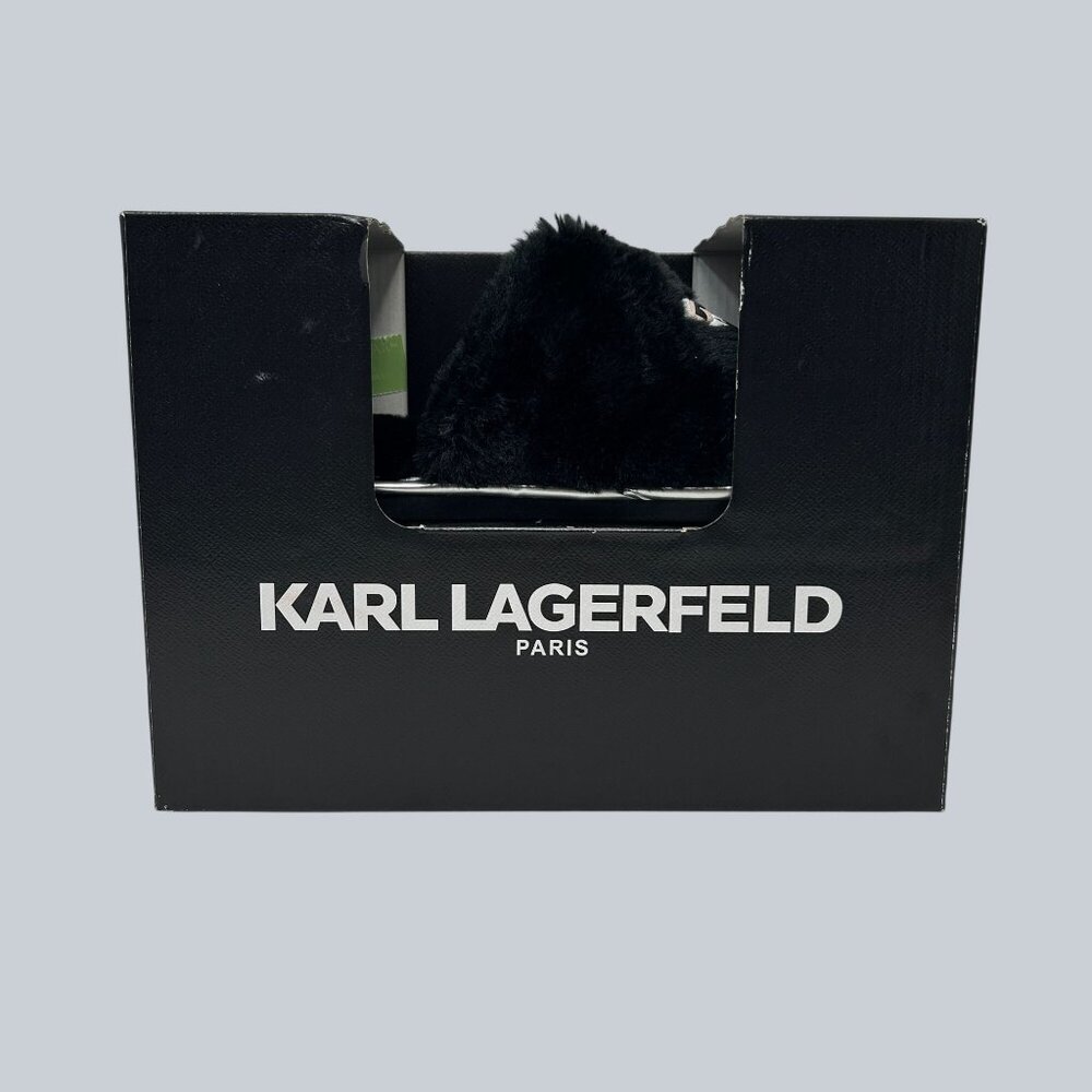 Karl Lagerfeld Womens Black Faux Fur Slippers Size 10 - Picture 6 of 6